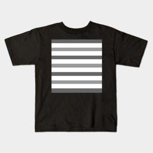 Dark light grey white stripes pattern Kids T-Shirt